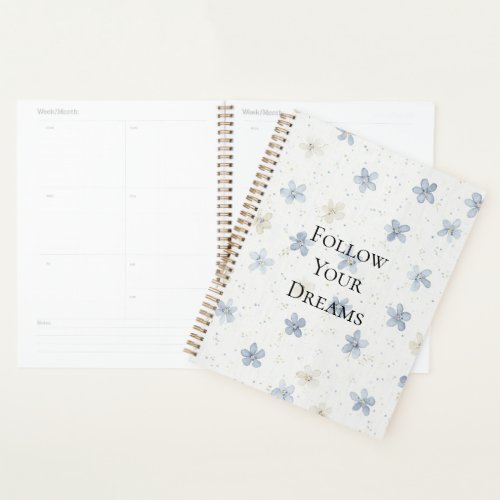 Pretty Blue Flowers Planner