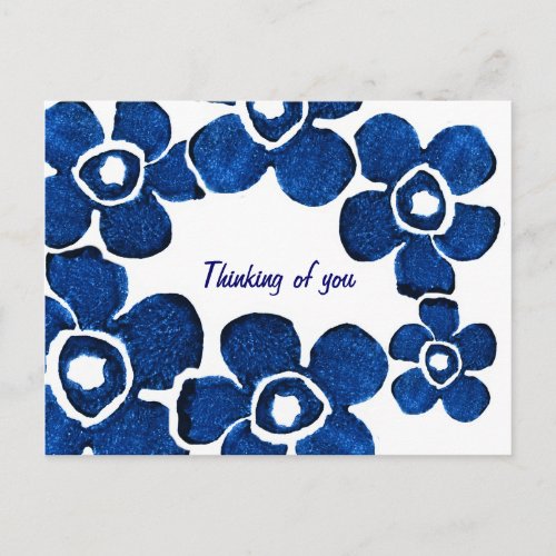 Pretty Blue Flowers Thinking of You Postcard