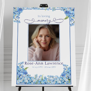 Pretty Blue Forge-me-nots floral memorial photo Foam Board