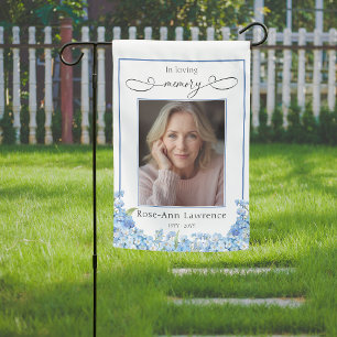 Pretty Blue Forget-me-not Photo Tribute Remebrance Garden Flag