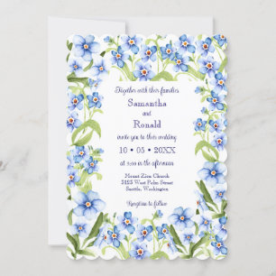 Pretty Blue Forget Me Not Watercolor Wedding Invitation