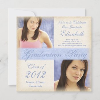 Pretty Blue Girl's Graduation Party Invitations by VillageDesign at Zazzle