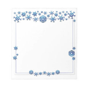 Pretty Blue Glitter Winter Snowflakes Christmas Notepad