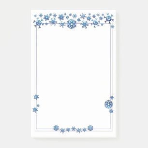 Pretty Blue Glitter Winter Snowflakes Christmas Post-it Notes