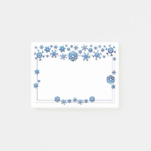 Pretty Blue Glitter Winter Snowflakes Christmas Post-it Notes