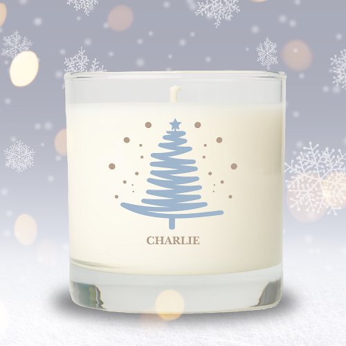 Pretty Blue Gold Christmas Tree Scented Candle