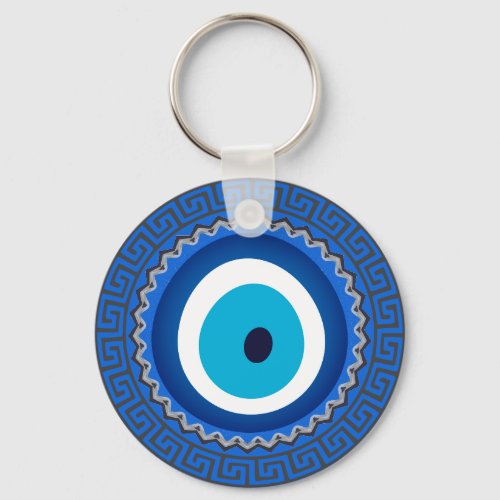 Pretty Blue Greek Mandala Nazar Evil Eye Amulet Keychain