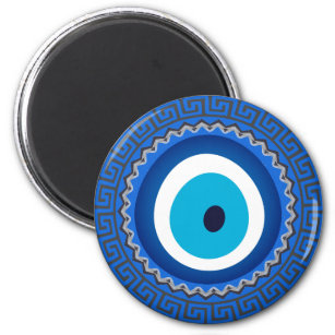 Pretty Blue Greek Mandala Nazar Evil Eye Amulet Magnet