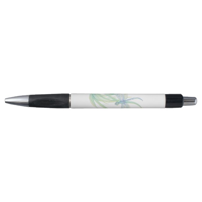 Pretty Blue Green Dragonfly Watercolor Art Pen (Front)