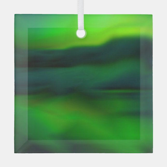 Pretty Blue Green Northern Lights Suncatcher Glass Ornament (Front)