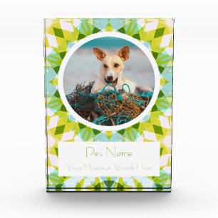 Pretty Blue Green Pet Cat Dog Memorial Keepsake Photo Block