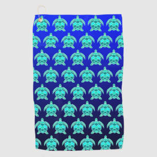 Pretty Blue green turquoise teal turtles pattern Golf Towel