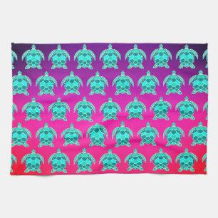 Pretty Blue green turquoise teal turtles pattern K Kitchen Towel