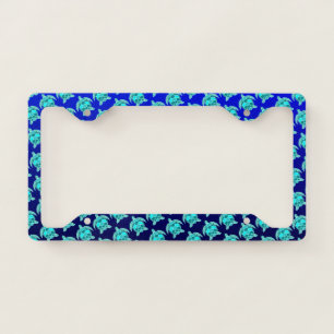 Pretty Blue green turquoise teal turtles pattern License Plate Frame