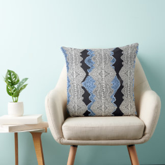 Pretty Blue Grey Throw Pillow