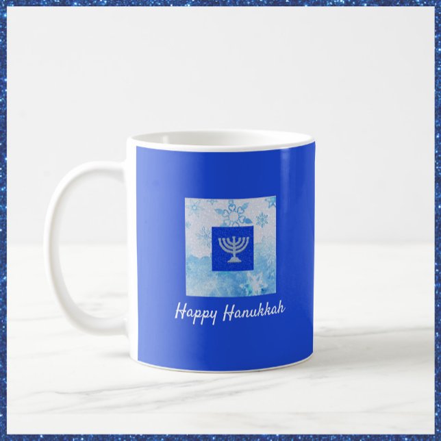 Pretty Blue Hanukkah Menorah Coffee Mug (Creator Uploaded)