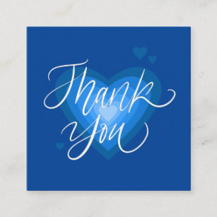 Pretty Blue Heart Romantic Thank You Valentine Day Square Business Card