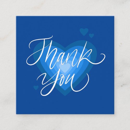 Pretty Blue Heart Romantic Thank You Valentine Day Square Business Card