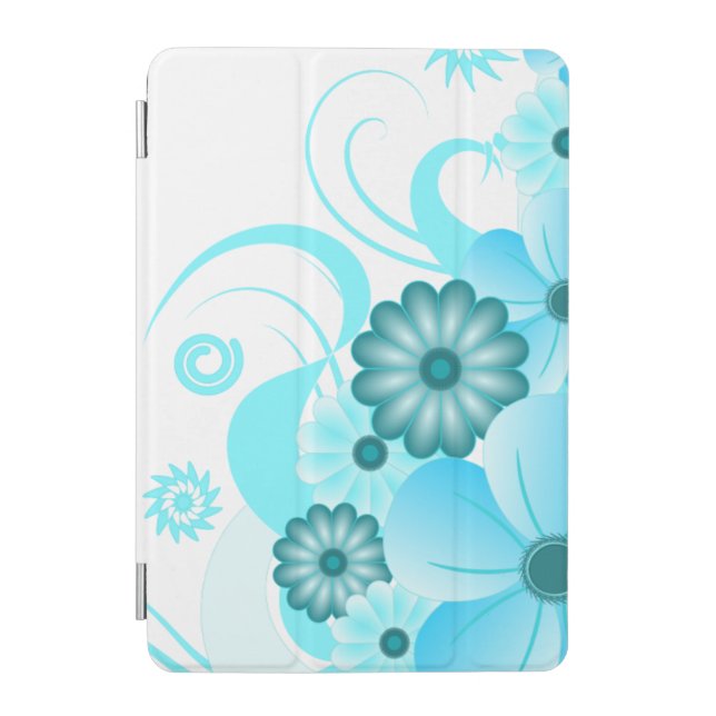 Pretty Blue Hibiscus Floral  iPad Mini Cover (Front)