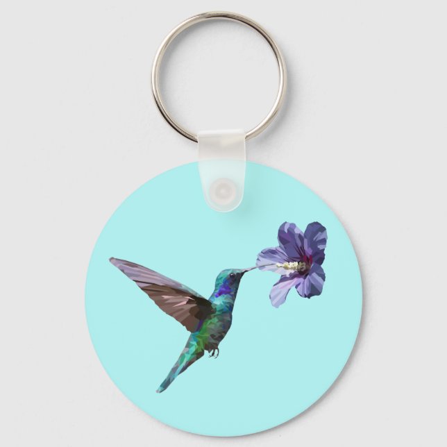 Pretty Blue Hummingbird/Hibiscus Key Chain (Front)