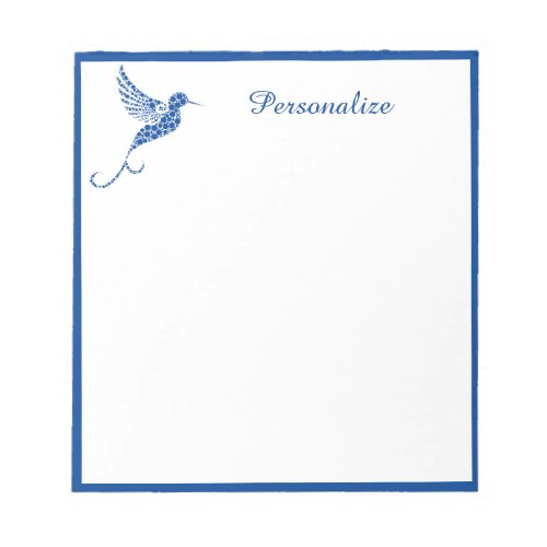 Pretty Blue Hummingbird Personalized  Notepad