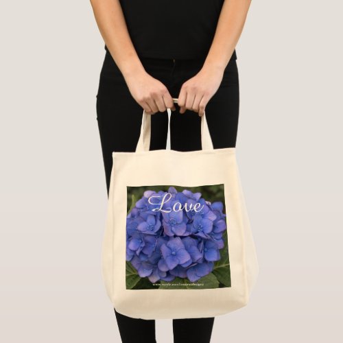 Pretty Blue Hydrandea Love Tote Bags