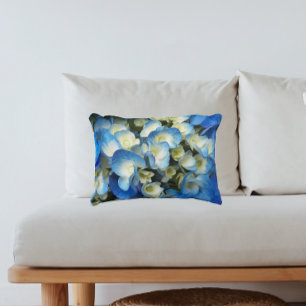 Pretty Blue Hydrangea Floral Accent Pillow