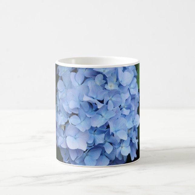 Pretty Blue Hydrangea Floral Photo Coffee Mug (Center)