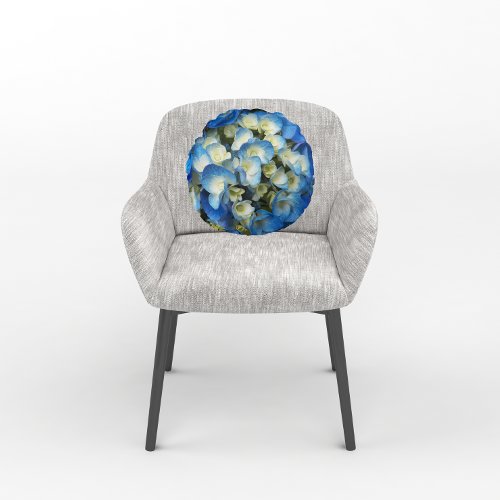 Pretty Blue Hydrangea Floral Round Pillow