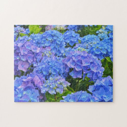 Pretty Blue Hydrangea Flower Garden Art Puzzle