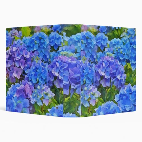 Pretty Blue Hydrangea Flowers Floral Art Binder