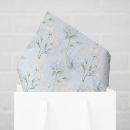 Pretty Blue Hyndrangea Flowers Wedding Tissue Paper