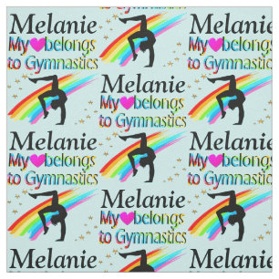 PRETTY BLUE I LOVE GYMNASTICS PERSONALIZED FABRIC