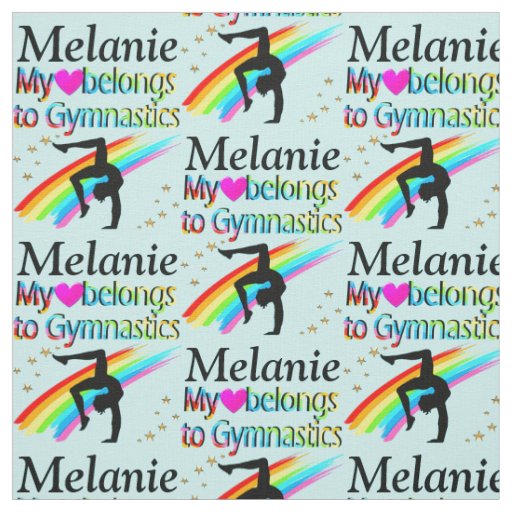 PRETTY BLUE I LOVE GYMNASTICS PERSONALIZED FABRIC