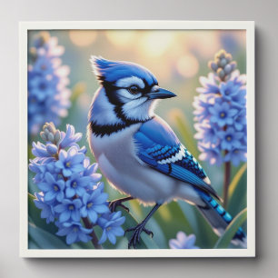 Pretty Blue Jay and Lilacs  Peel And Stick Photo Tile
