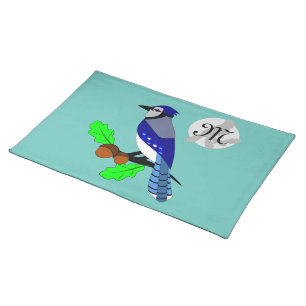 Pretty Blue Jay Bird Cloth Placemat