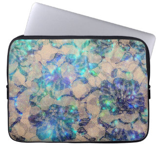 Pretty Blue Lace Roses Laptop Sleeve