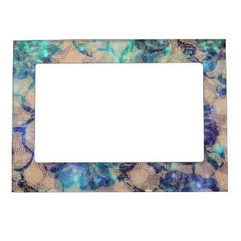 Pretty Blue Lace Roses Magnetic Picture Frame by LeFlange at Zazzle