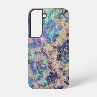Pretty Blue Lace Roses Samsung Galaxy S22 Case