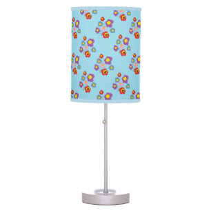 Pretty Blue Ladybug and Flowers Pattern Table Lamp