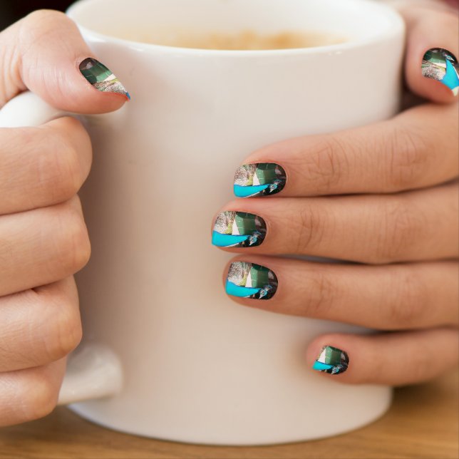 Pretty Blue Male Peacock Relaxing Minx Nail Art (Insitu - Mug)