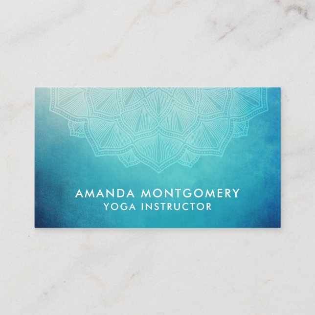 Pretty Blue Mandala Abstract Business Card (Front)