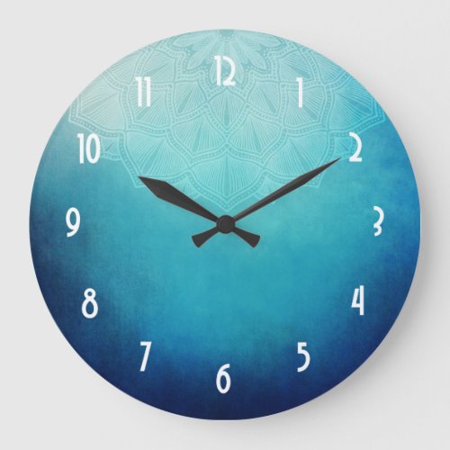 Pretty Blue Mandala Abstract Large Clock