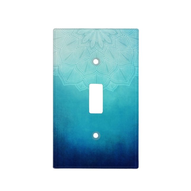 Pretty Blue Mandala Abstract Light Switch Cover (Front)