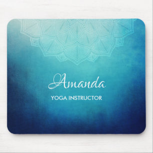 Pretty Blue Mandala Abstract Mouse Pad