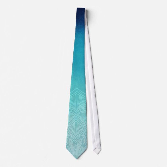 Pretty Blue Mandala Abstract Neck Tie (Front)