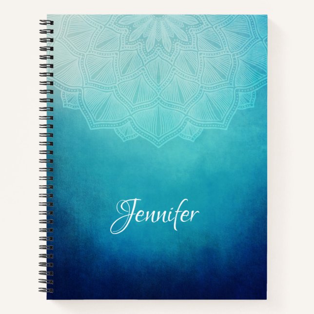 Pretty Blue Mandala Abstract Notebook (Front)