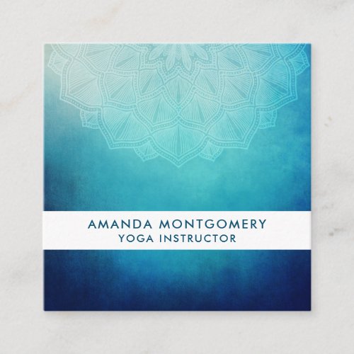 Pretty Blue Mandala Abstract Square Business Card