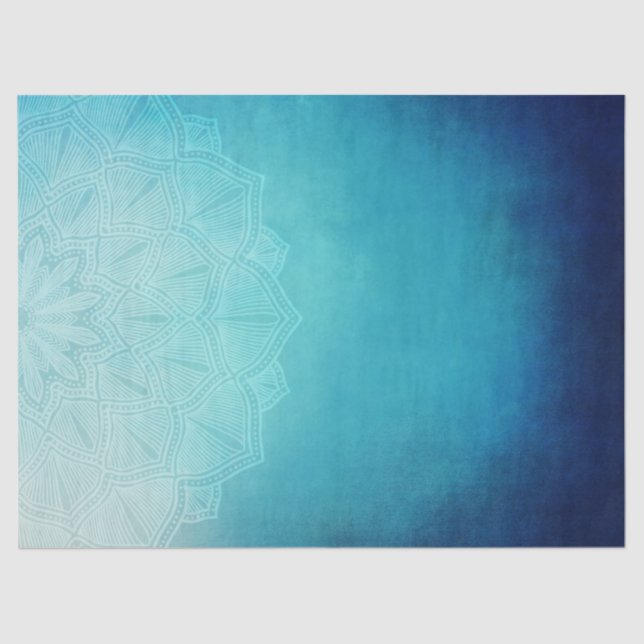 Pretty Blue Mandala Abstract Tissue Paper (Front)