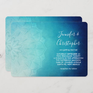 Pretty Blue Mandala Abstract Wedding Invitation